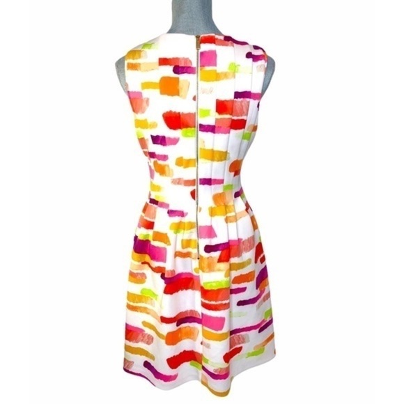 VINCE Camuto  White Pink Multicolored Fit and Flare A-Line Dress Size 8 - Picture 2 of 8